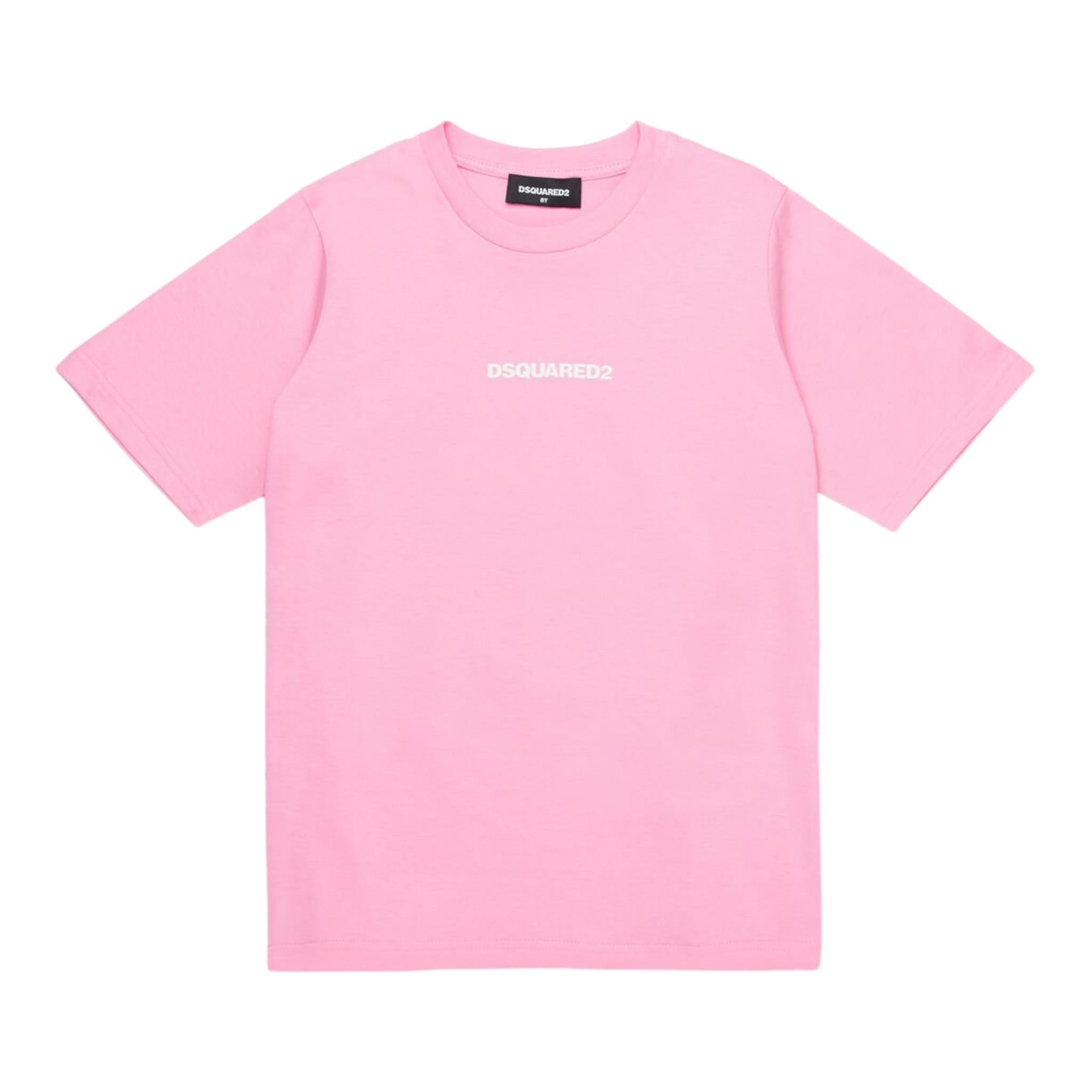 Dsquared2 T-Shirt Girocollo tinta unita con Stampa Rosa per Neonata DQ2853A ROSA DSQUARED2 