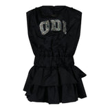 Odi Et Amo Einfarbiges Halbarmkleid mit schwarzem Logo-Print für Mädchen