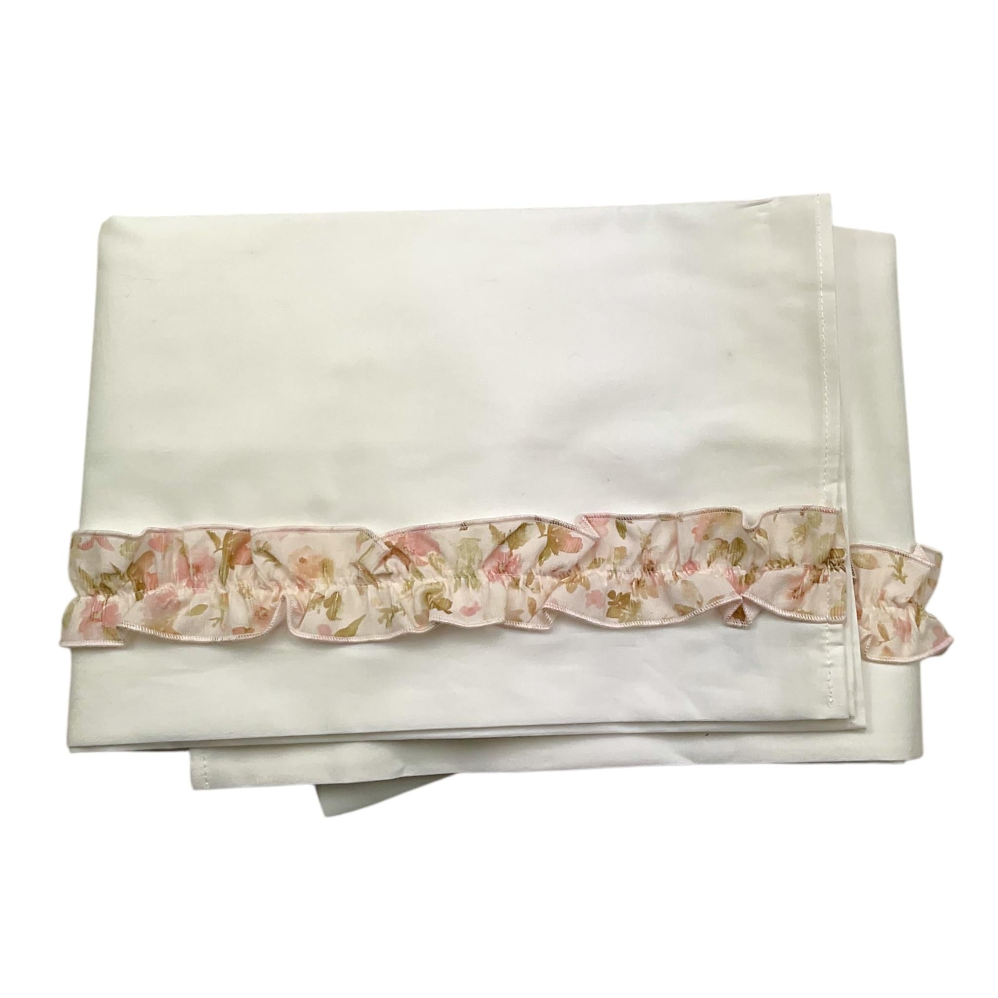 BARCELLINO lenazuola set 3pz tinta unita con fiori Bianco per Neonata 115814 BIANCO BARCELLINO 