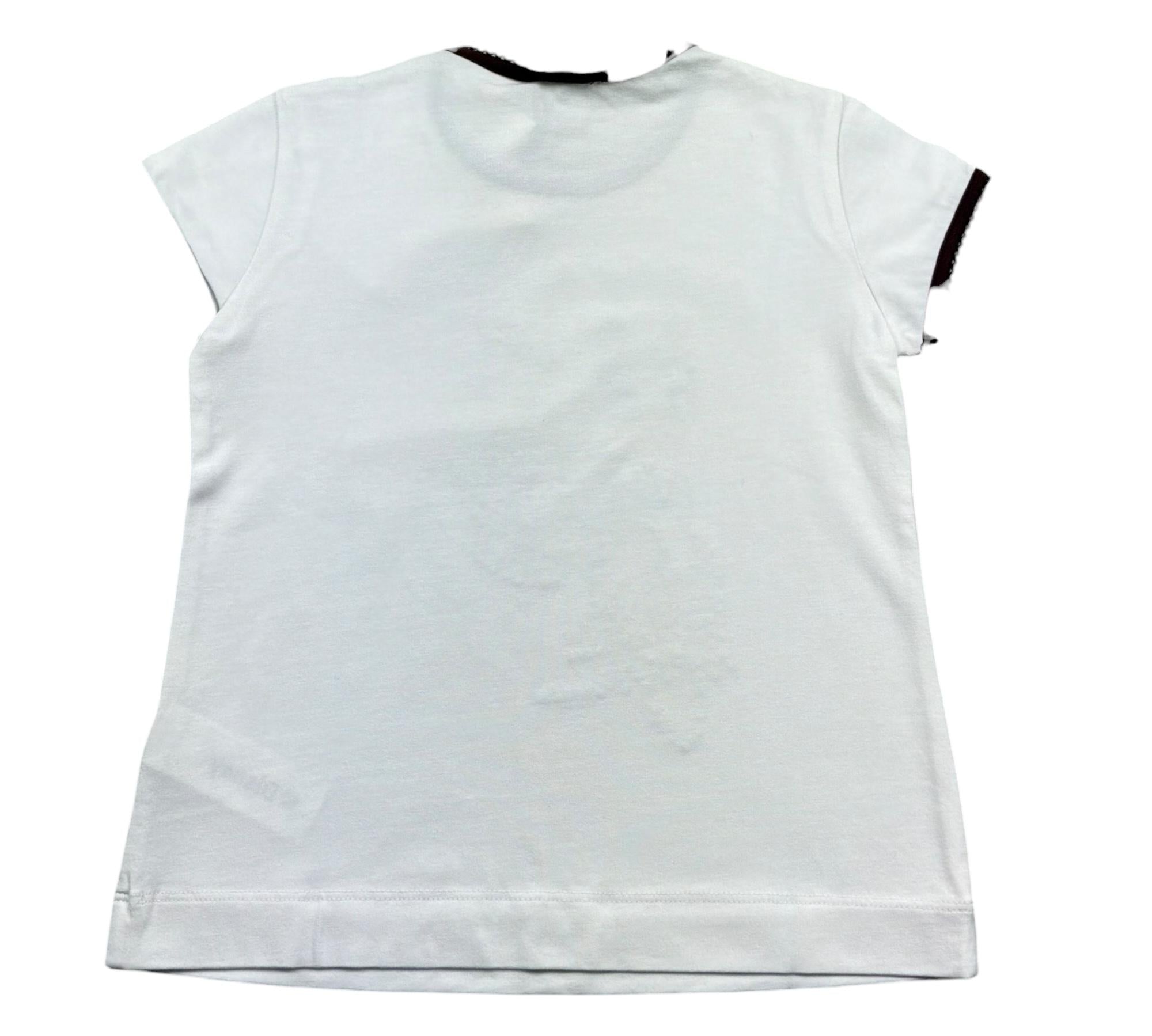 Monnalisa T-Shirt Girocollo Tinta Unita con Stampa per Bambina 197603SS BIANCO MONNALISA 