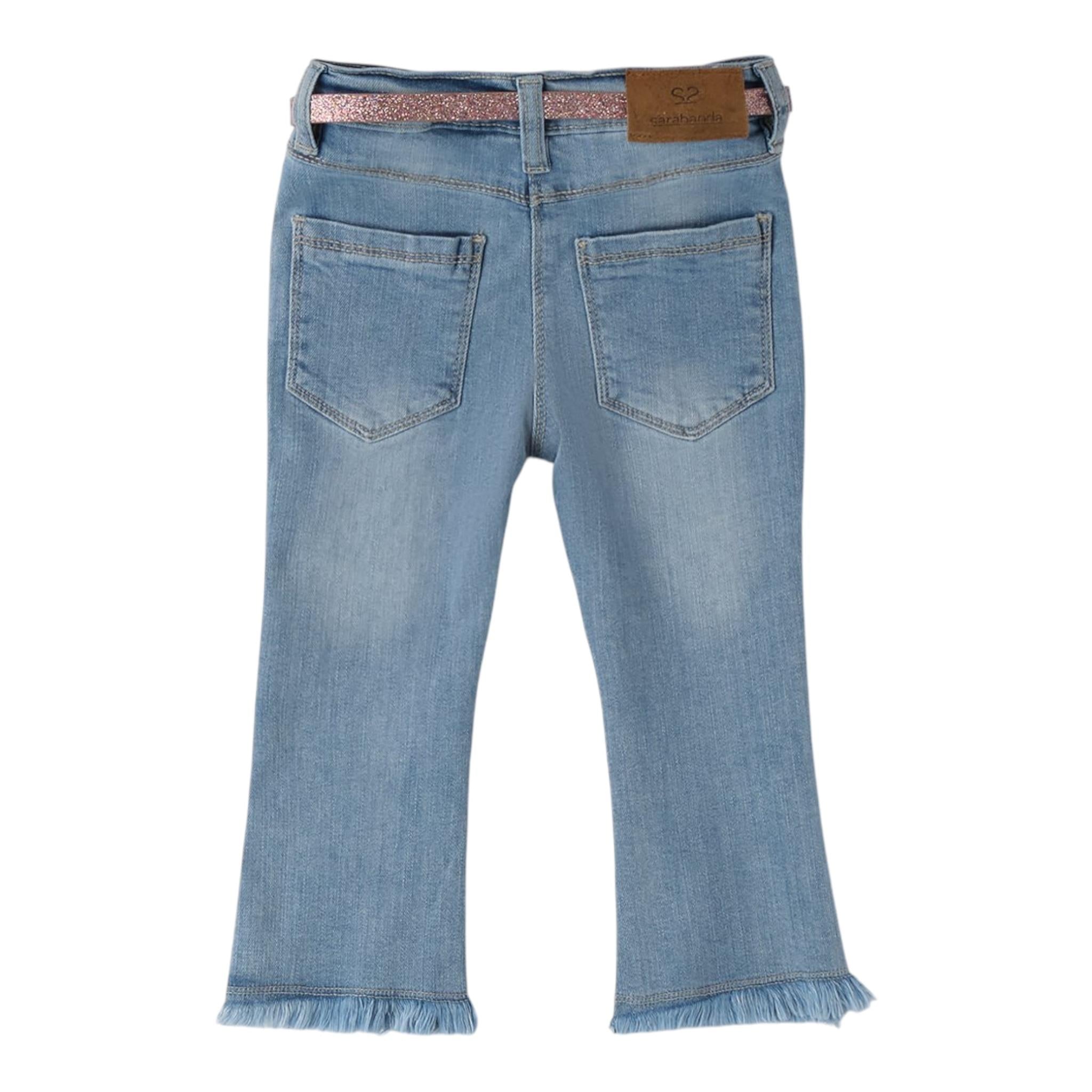 SARABANDA jeans tinta unita con cintura modello a zampa Azzurro per Neonata A382 AZZURRO SARABANDA 