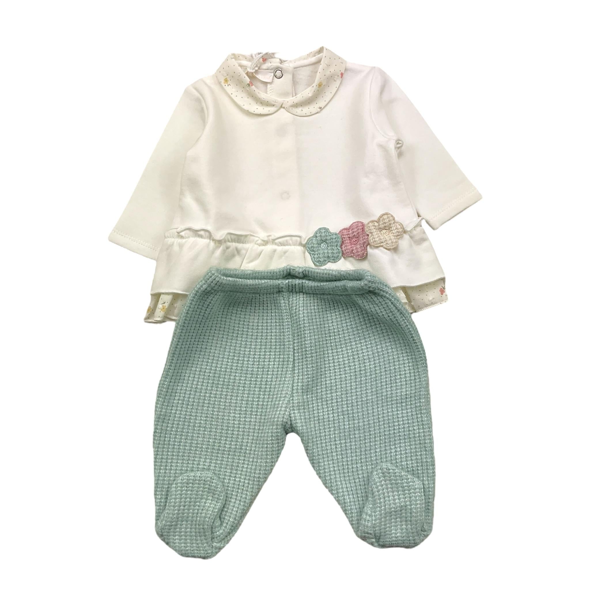 NINNAOH completo 2pz bicolore maglia-ghettina Bianco/rosa per Neonata I2471C BIANCO/ROSA NINNAOH 