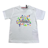 Cesare Paciotti Einfarbiges T-Shirt mit Rundhalsausschnitt und weißem Logo-Print für Neugeborene