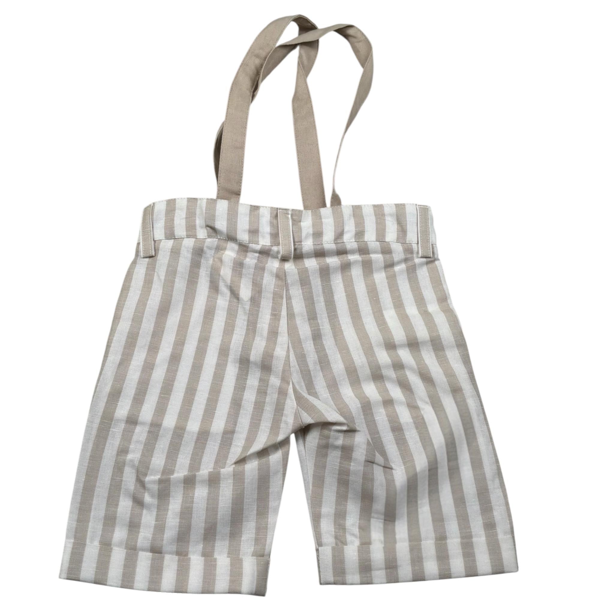 New Gereration Bermuda con Bretelle Fantasia A Righe Beige per Bambino 221351 BEIGE NEW GERERATION 
