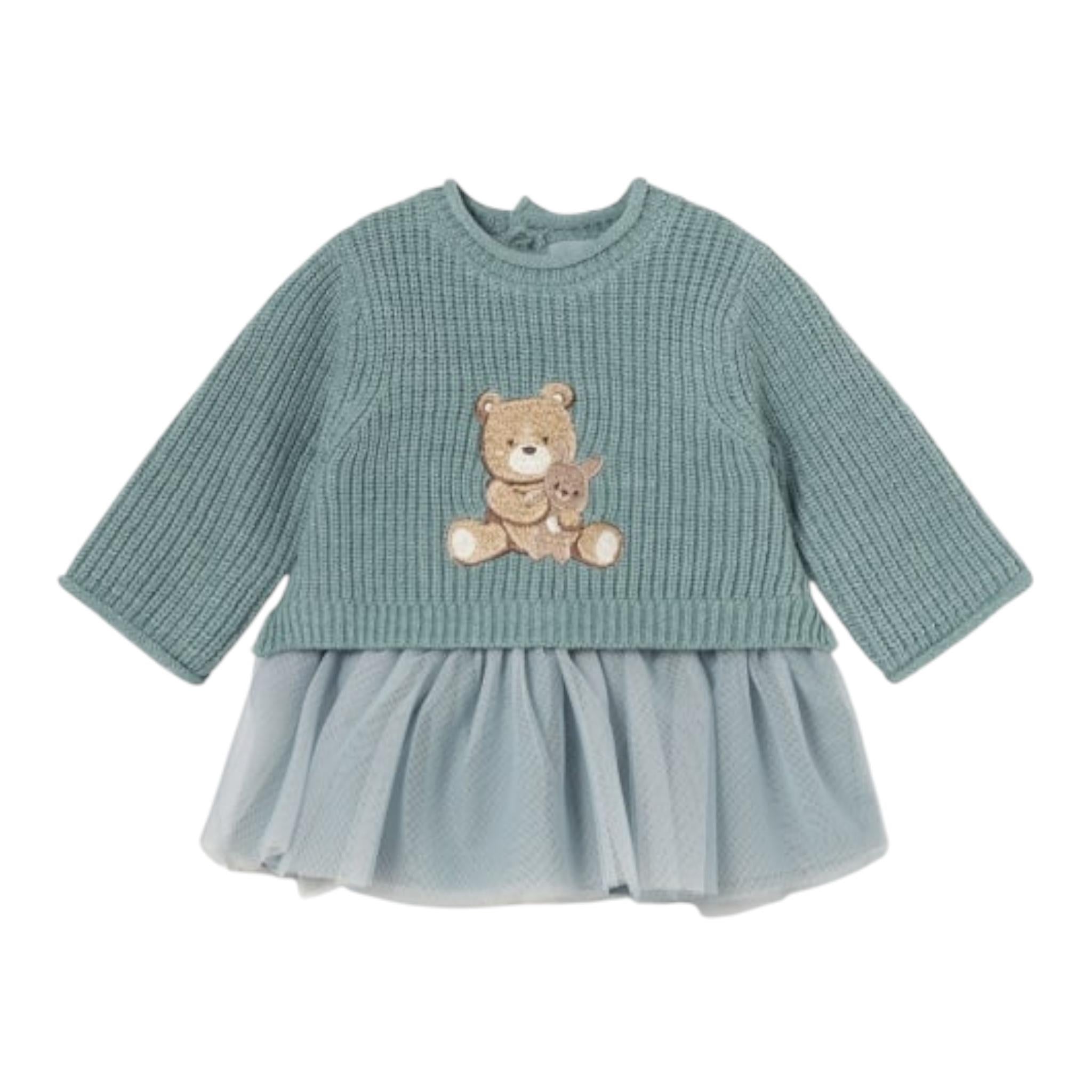 MAYORAL abito tinta unita con tulle Azzurro per Neonata 28111 AZZURRO MAYORAL 