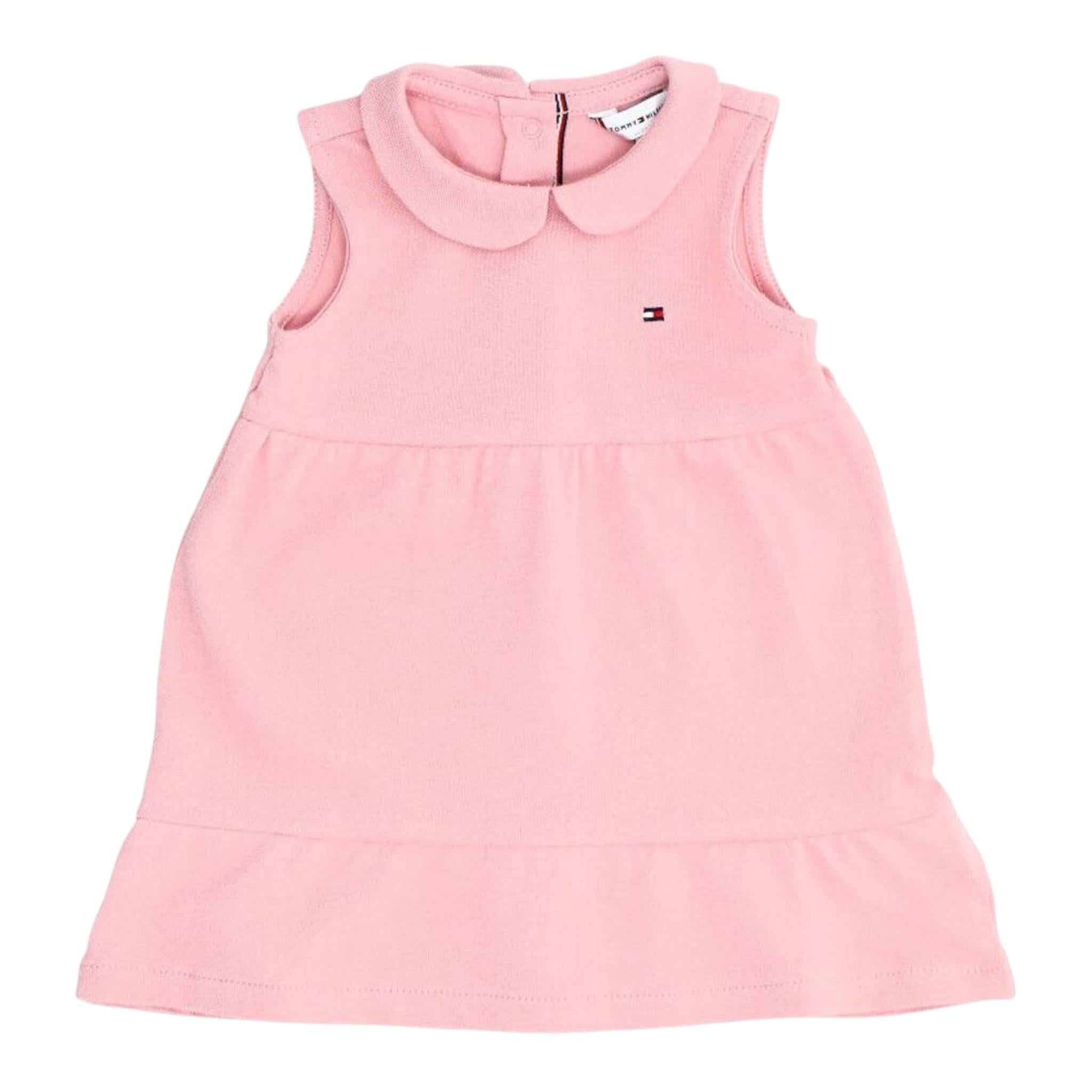 Tommy Hilfiger Abito Giromanica Tinta Unita con Logo per Neonata KN0KN01438 ROSA TOMMY HILFIGER 