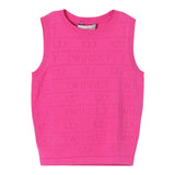 Twinset Einfarbige Weste mit Fuchsia-Prägedruck für Mädchen