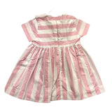 Le Bebe' Weiß/Rosa gestreiftes Kleid mit halblangen Ärmeln für Baby-Mädchen