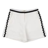 Vicolo Short Einfarbig Mit Kontraststickerei Und Verstellbarer Taille Weiß Für Mädchen