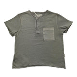 Teddy E Minou Einfarbiges T-Shirt mit Knöpfen und Tasche Grau für Neugeborene