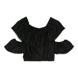 Twinset Top Einfarbig Off Shoulder Schwarz Für Mädchen