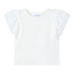 Mayoral T-Shirt Girocollo Tinta Unita con Balze per Bambina 3013 BIANCO MAYORAL 