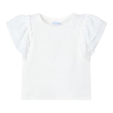 Mayoral T-Shirt Girocollo Tinta Unita con Balze per Bambina 3013 BIANCO MAYORAL 