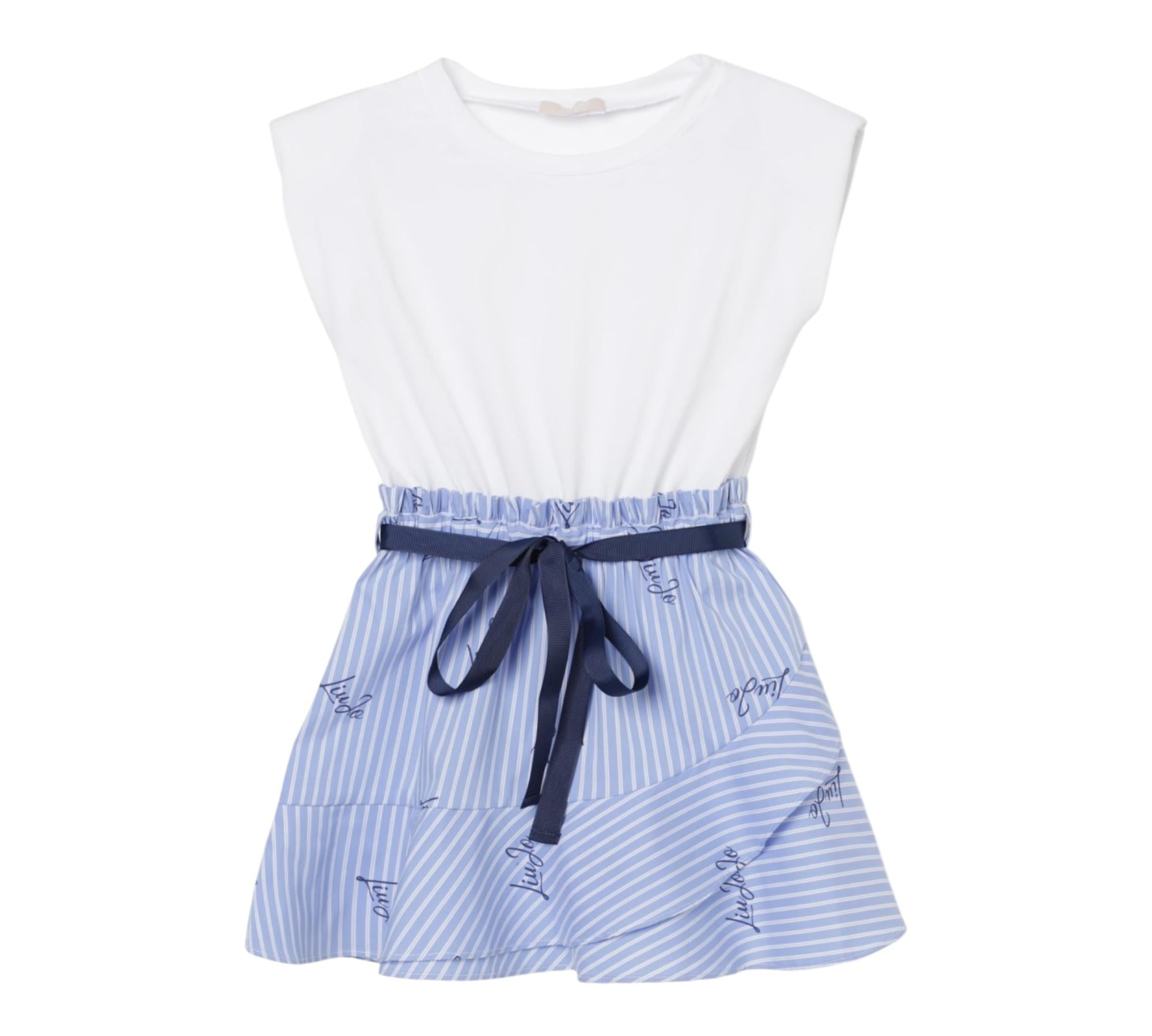 Liu Jo Abito Bicolore con Fantasia A Righe per Neonata KA5049NX BIANCO/AZZURRO LIU JO 
