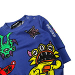 Dsquared2 Felpa tinta unita Girocollo con Stampa Blu per Neonato DQ1833 BLU DSQUARED2 