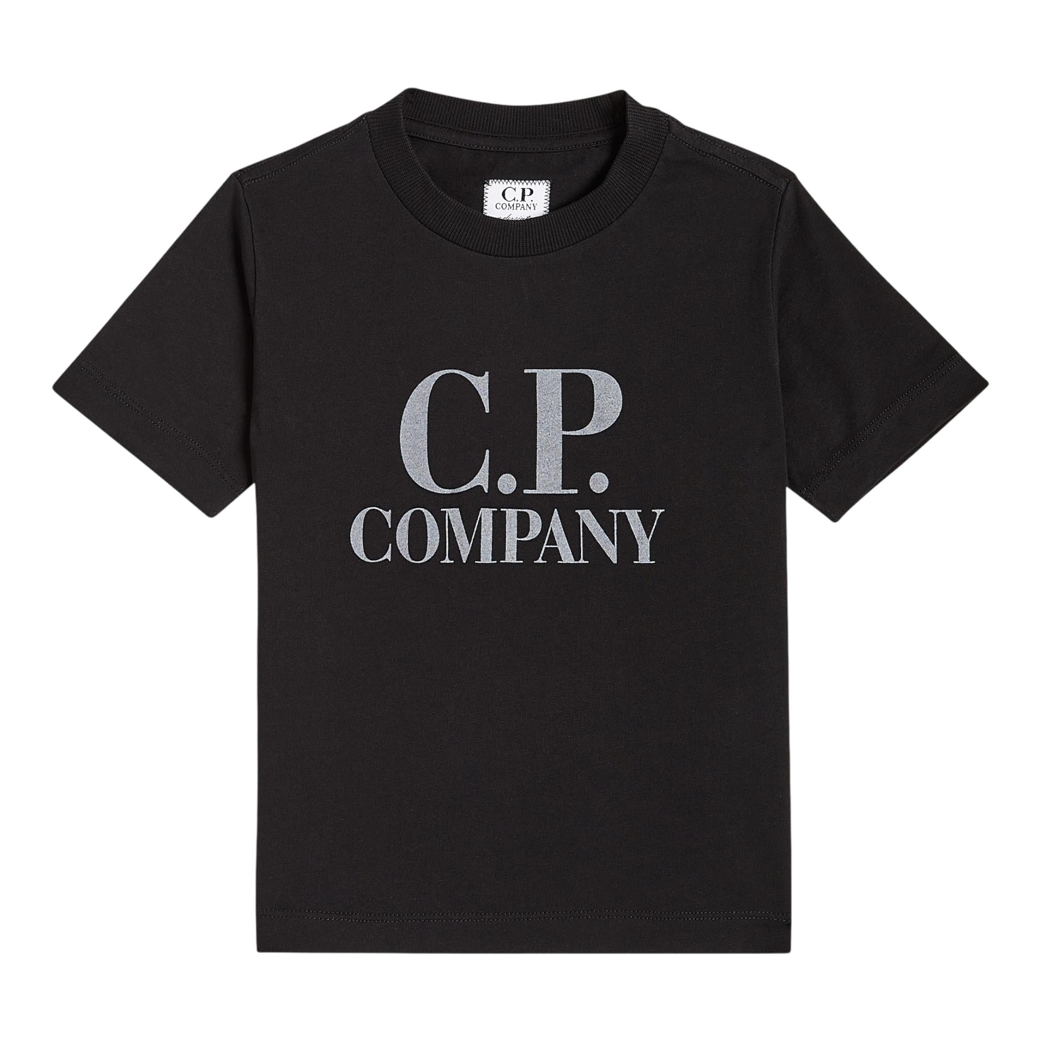C.P. Company T-Shirt Girocollo tinta unita con Stampa Nero per Bambino CUM006 NERO C.P. COMPANY 