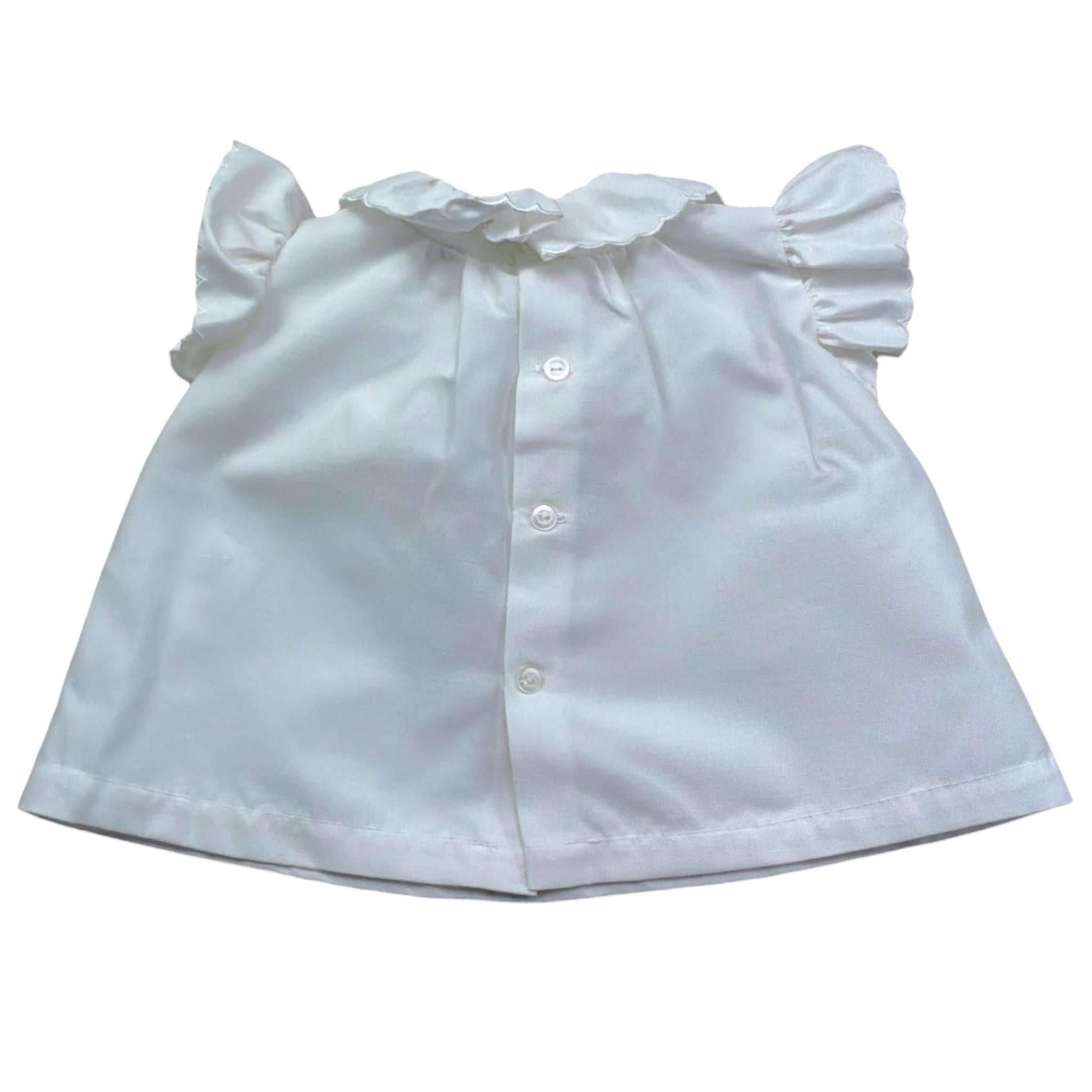 Le Bebe' Camicia Tinta Unita con Rouches per Neonata LBG6399 BIANCO LE BEBE' 