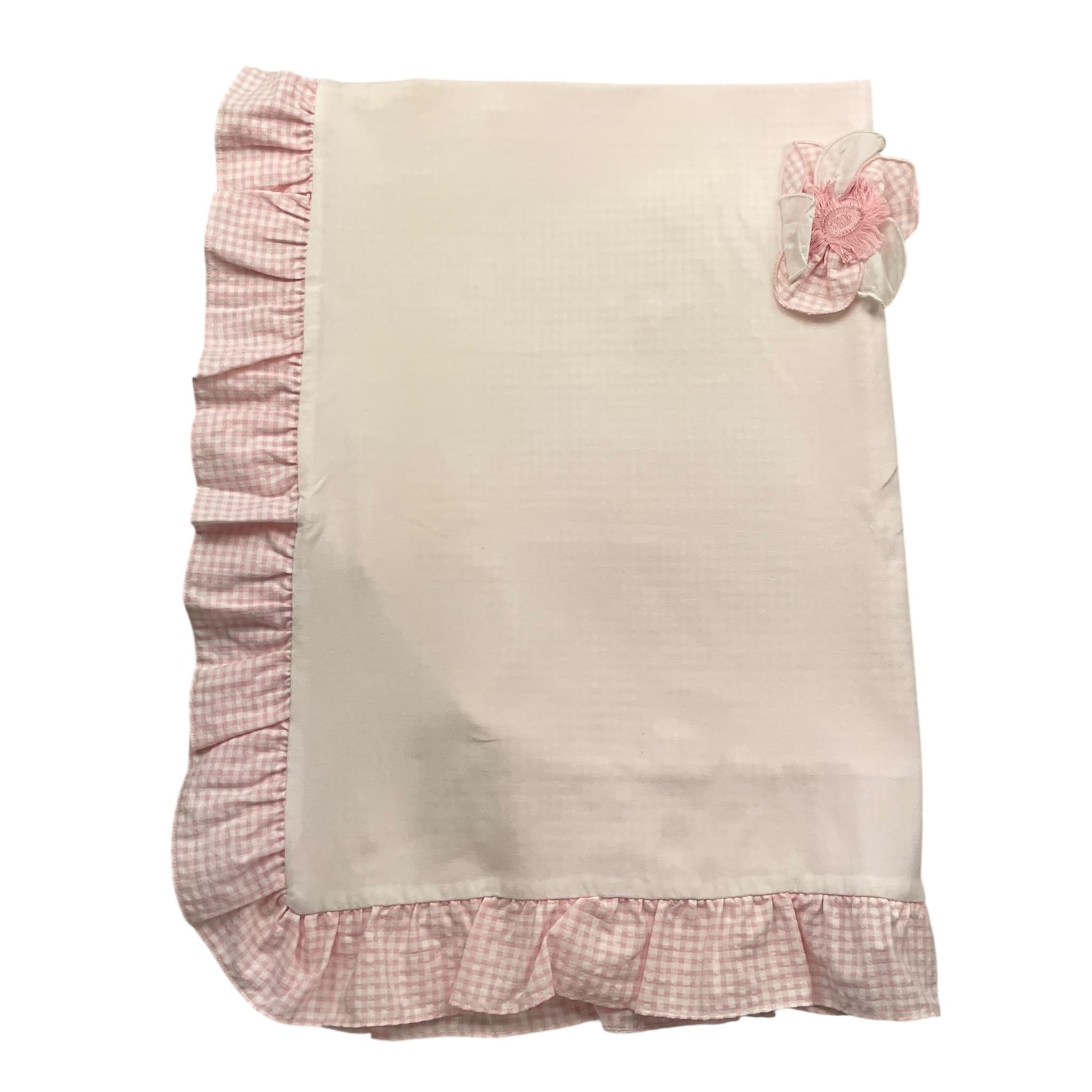 MARLU' coperta tinta unita con fiore in rilievo Rosa per Neonata EC1481 ROSA MARLU' 