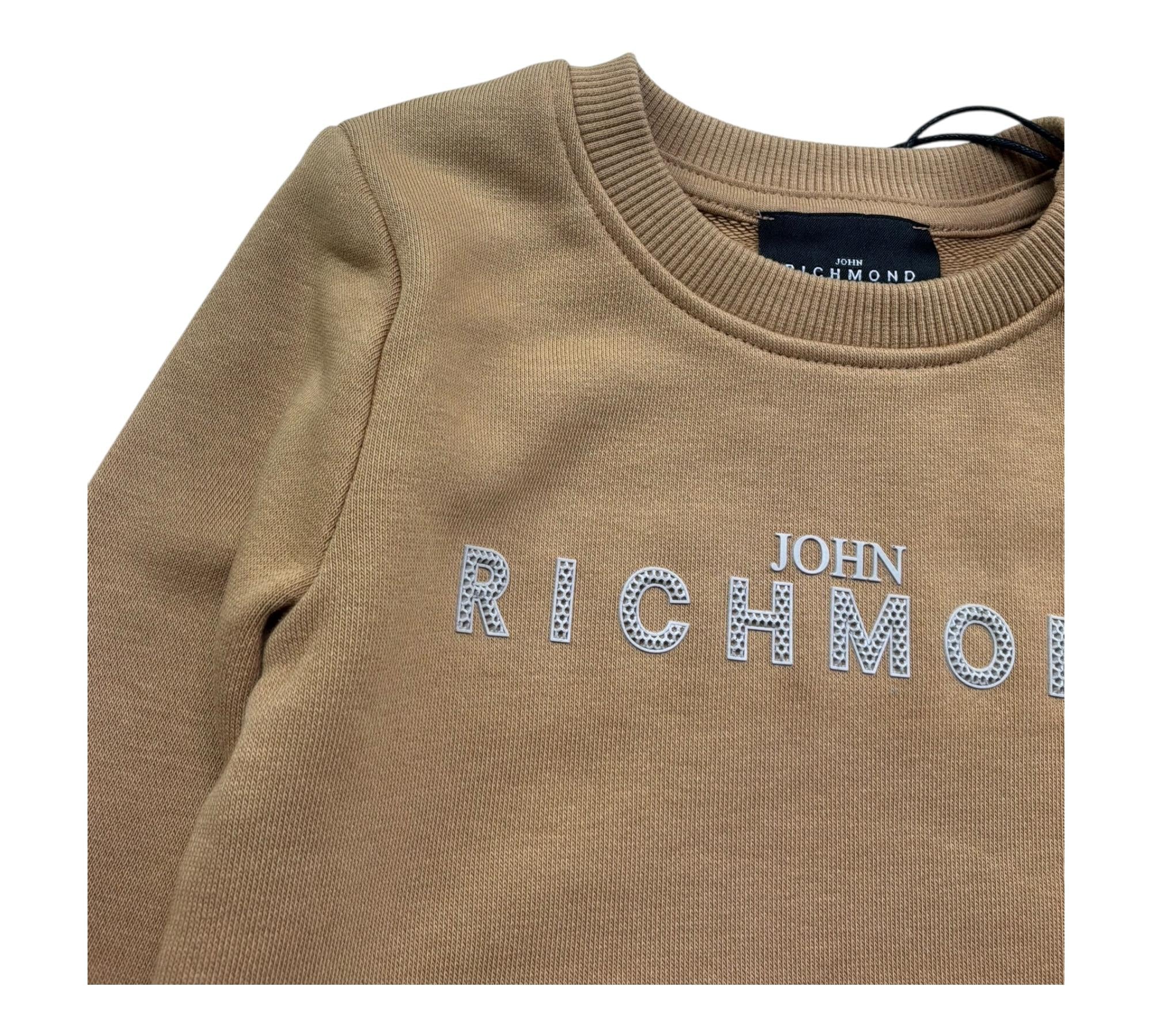 John Richmond Felpa Chiusa Girocollo Tinta Unita con Logo per Neonato RIP26001FE BEIGE JOHN RICHMOND 