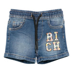 John Richmond Bermuda Tinta Unita In Denim con Elastico In Vita per Neonato RIP25048BE BLU JOHN RICHMOND 