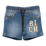John Richmond Bermuda Tinta Unita In Denim con Elastico In Vita per Neonato RIP25048BE BLU JOHN RICHMOND 