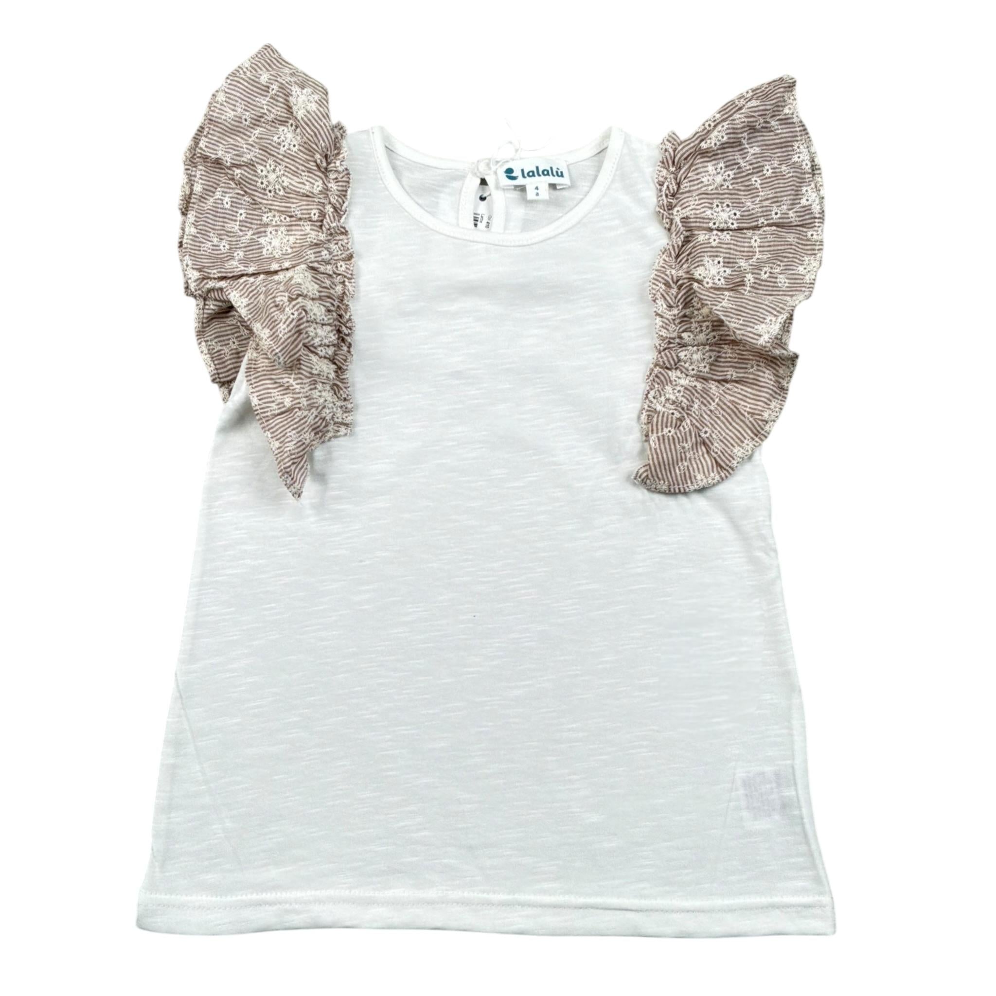 Lalalu' T-Shirt tinta unita con Balze Bianco per Bambina TSL70PB BIANCO LALALU' 