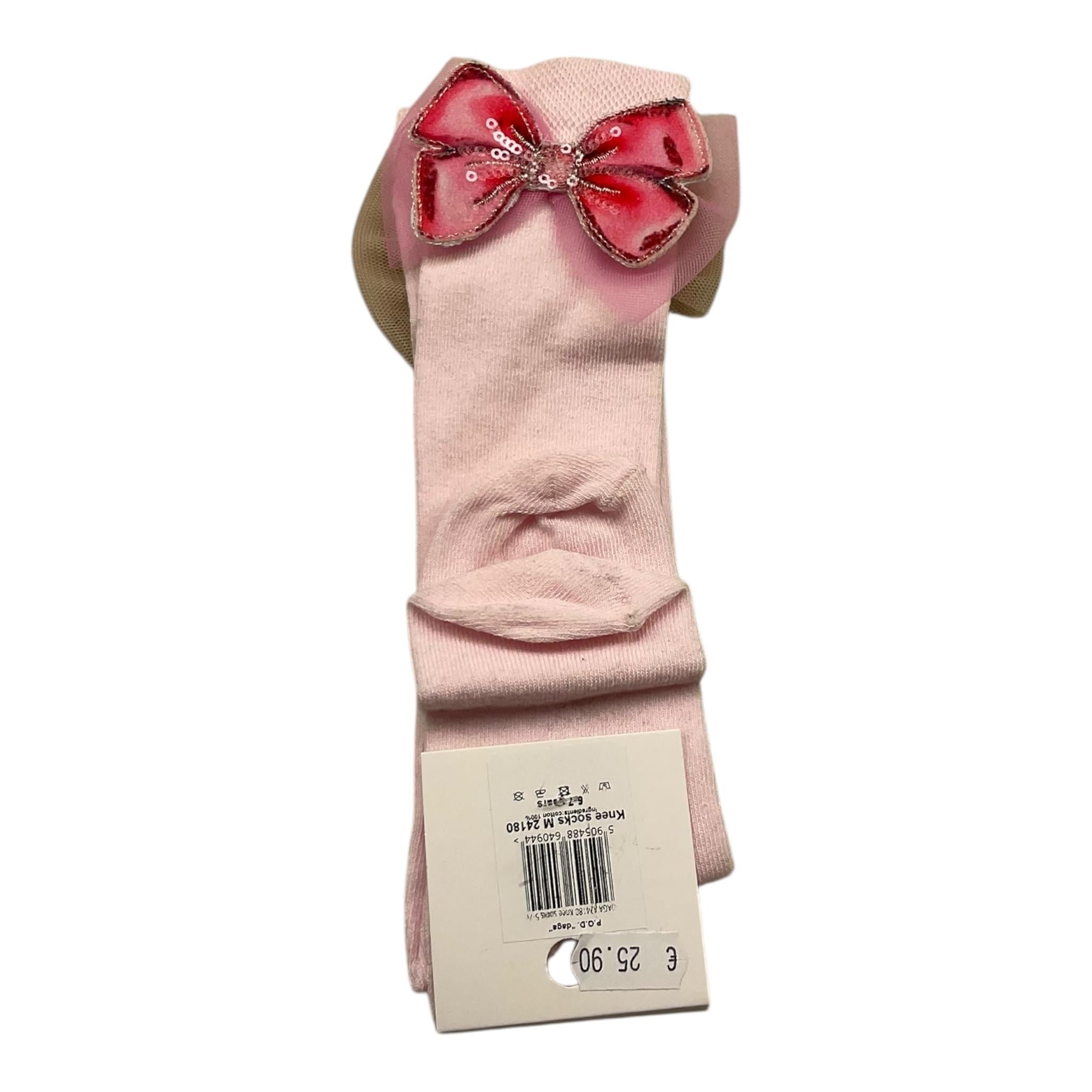 DAGA COLLECTION calzini tinta unita con fiocchi Rosa per Bambina M24180 ROSA DAGA COLLECTION 