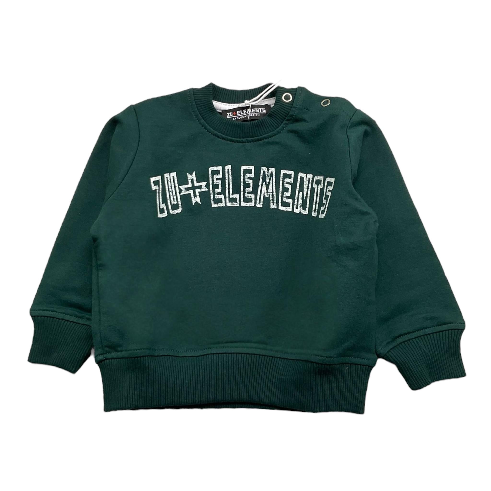 ZU+ELEMENTS felpa girocollo tinta unita con stampa Verde per Bambino ZU2822J VERDE ZU+ELEMENTS 