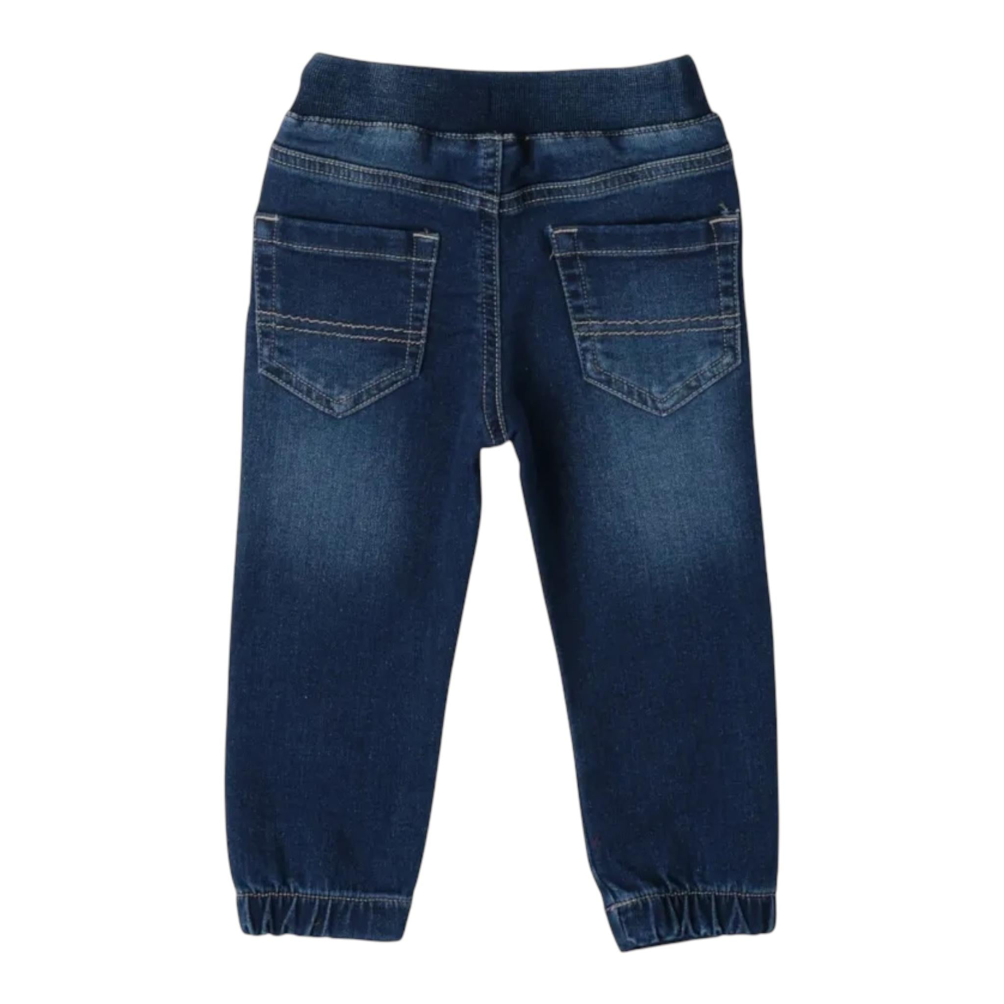 SARABANDA jeans tinta unita con elastico in vita Blu per Bambino 7055 BLU SARABANDA 