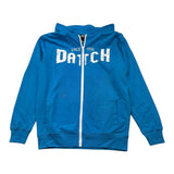 Datch Cobalt Logo Einfarbiger Kapuzenpullover mit Reißverschluss für Jungen