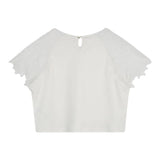 Chloe‘ einfarbiges T-Shirt mit Rundhalsausschnitt und weißen Perforationen für Mädchen
