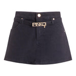 PINKO short tinta unita con cintura logo Nero per Bambina F4PIJGST002X NERO PINKO 