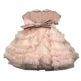 Helle Farben Halbarm Einfarbiges Kleid mit rosa Tüll für Baby Mädchen