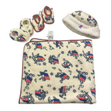 K-WAY set 4pz 2xbabbucce-cappello-coperta tinta unita con stampa Panna per Neonato K3123RWW PANNA K-WAY 