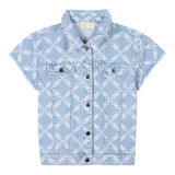 Michael Kors Abito In Denim Tinta Unita con Stampe per Bambina R30290 AZZURRO MICHAEL KORS 
