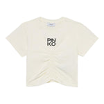 Pinko T-Shirt Girocollo Tinta Unita con Logo per Bambina KFTS007 PANNA PINKO 