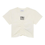 Pinko T-Shirt Girocollo Tinta Unita con Logo per Bambina KFTS007 PANNA PINKO 