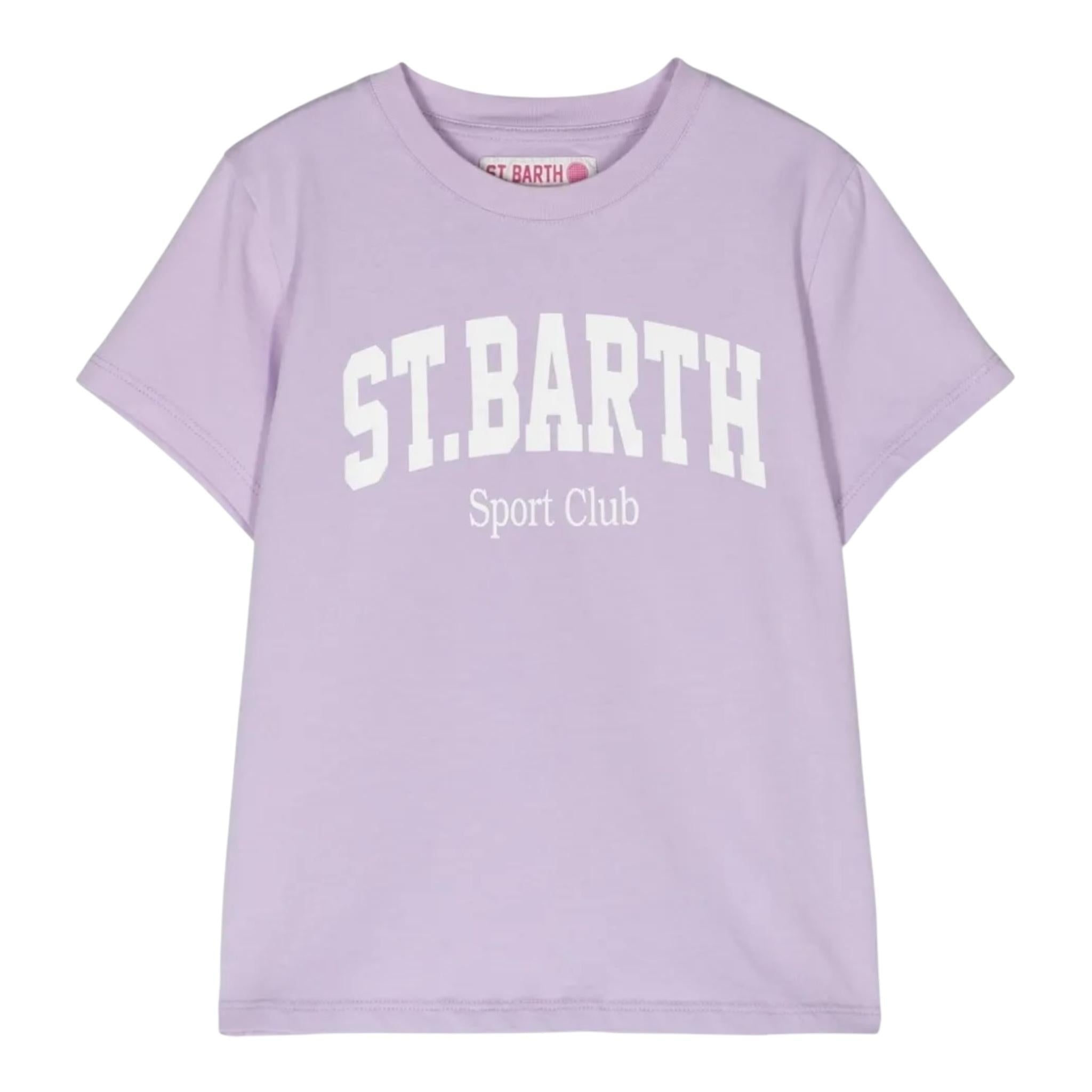 Saint Barth T-Shirt Girocollo Tinta Unita con Logo per Bambina ELLY LILLA SAINT BARTH 
