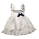 Babidu Einfarbiges Ärmelloses Kleid Mit Kontrastschleife Weiß Für Baby Mädchen