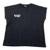 Disclaimer Schwarzes, vorn und hinten bedrucktes, schlichtes T-Shirt für Mädchen