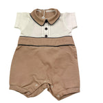 La Sartoria Dei Piccoli Pagliaccetto Bicolore Mezza Manica con Colletto per Neonato LP302 BIANCO/MARRONE LA SARTORIA DEI PICCOLI 