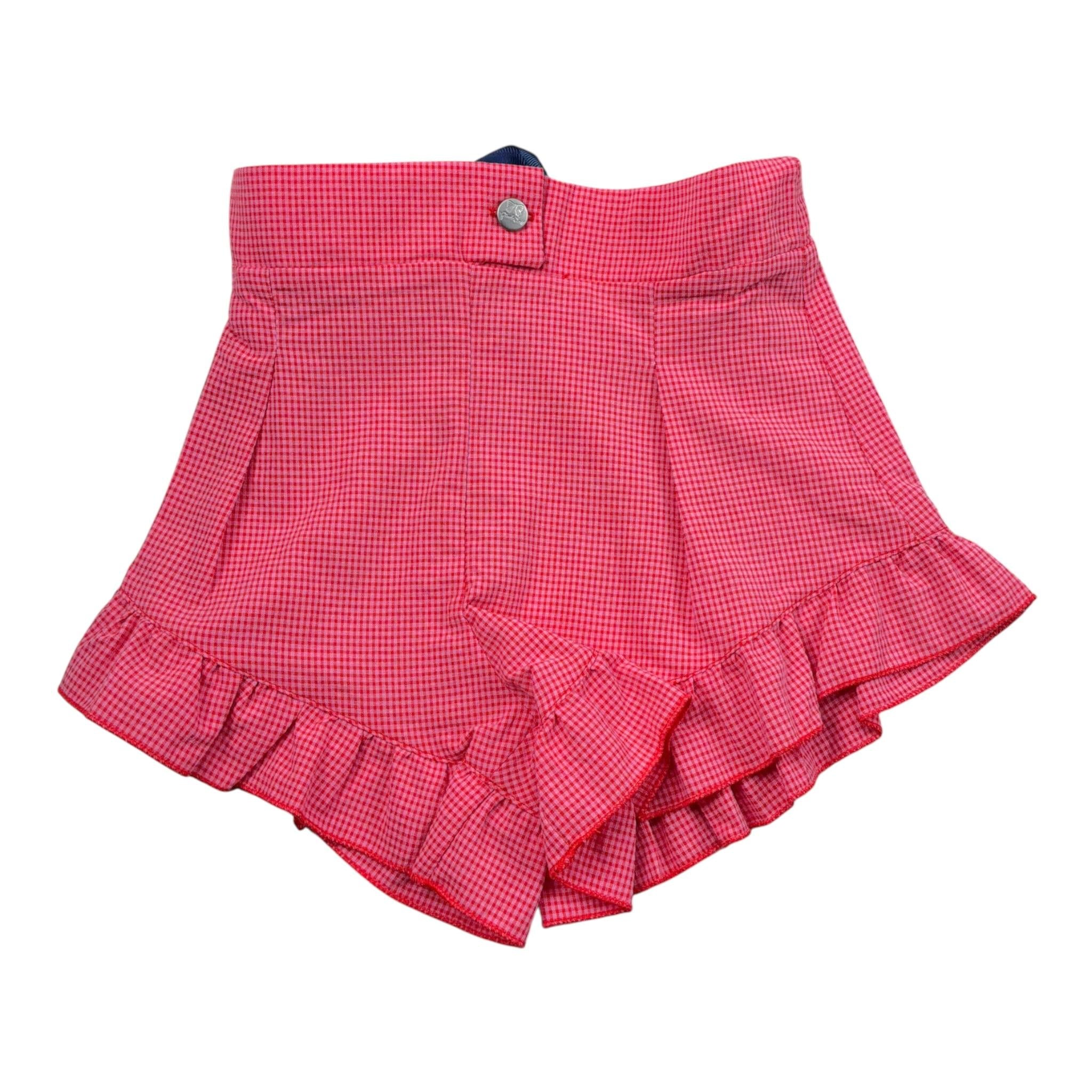 Piccola Ludo Short Tinta Unita con Fantasia A Quadri per Neonata BS10WB063 FRAGOLA PICCOLA LUDO 
