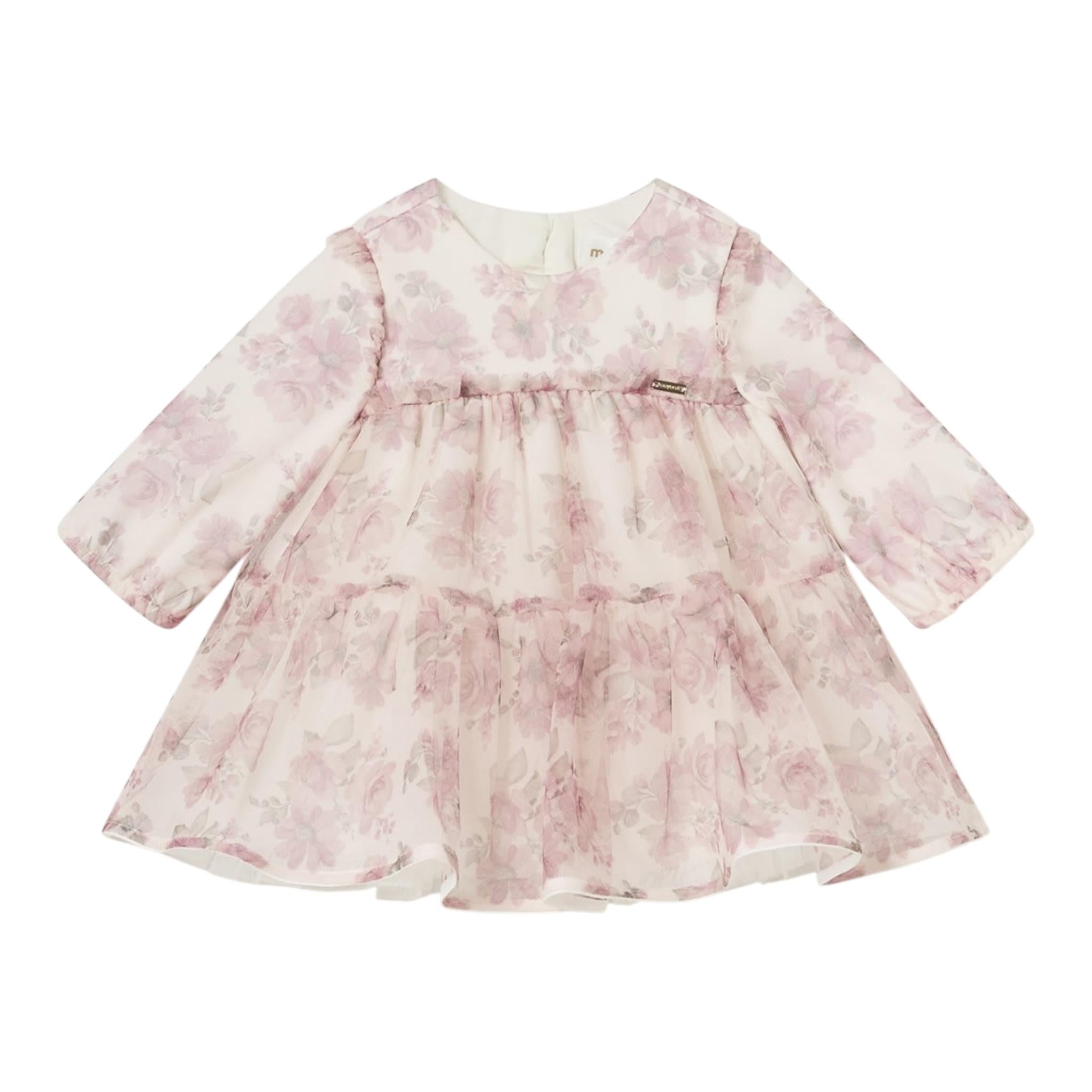 MAYORAL abito tinta unita con tulle e fantasia fiori Rosa per Neonata 2805X ROSA MAYORAL 