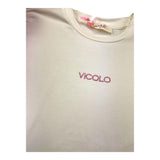 Vicolo Einfarbiges T-Shirt mit Rundhalsausschnitt und weißen Tüllärmeln für Mädchen