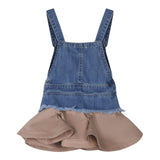 Fun &amp; Fun Blaues Jeanskleid mit Kontrastrock und Armausschnitt für Mädchen