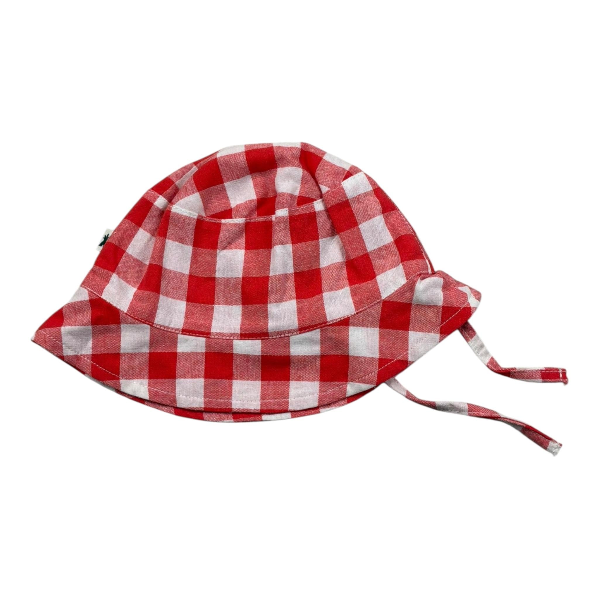 Petit Indi Cappello Bicolore con Stampa A Quadri per Neonata SS25A8911 BIANCO/ROSSO PETIT INDI 