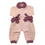 COLORI CHIARI tutina manica lunga tinta unita con fiocchi in contrasto Rosa per Neonata FF167887 ROSA COLORI CHIARI 