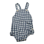 Petit Indi Salopette Bicolore con Fantasia A Quadri per Neonata SS25B1433 BIANCO/BLU PETIT INDI 