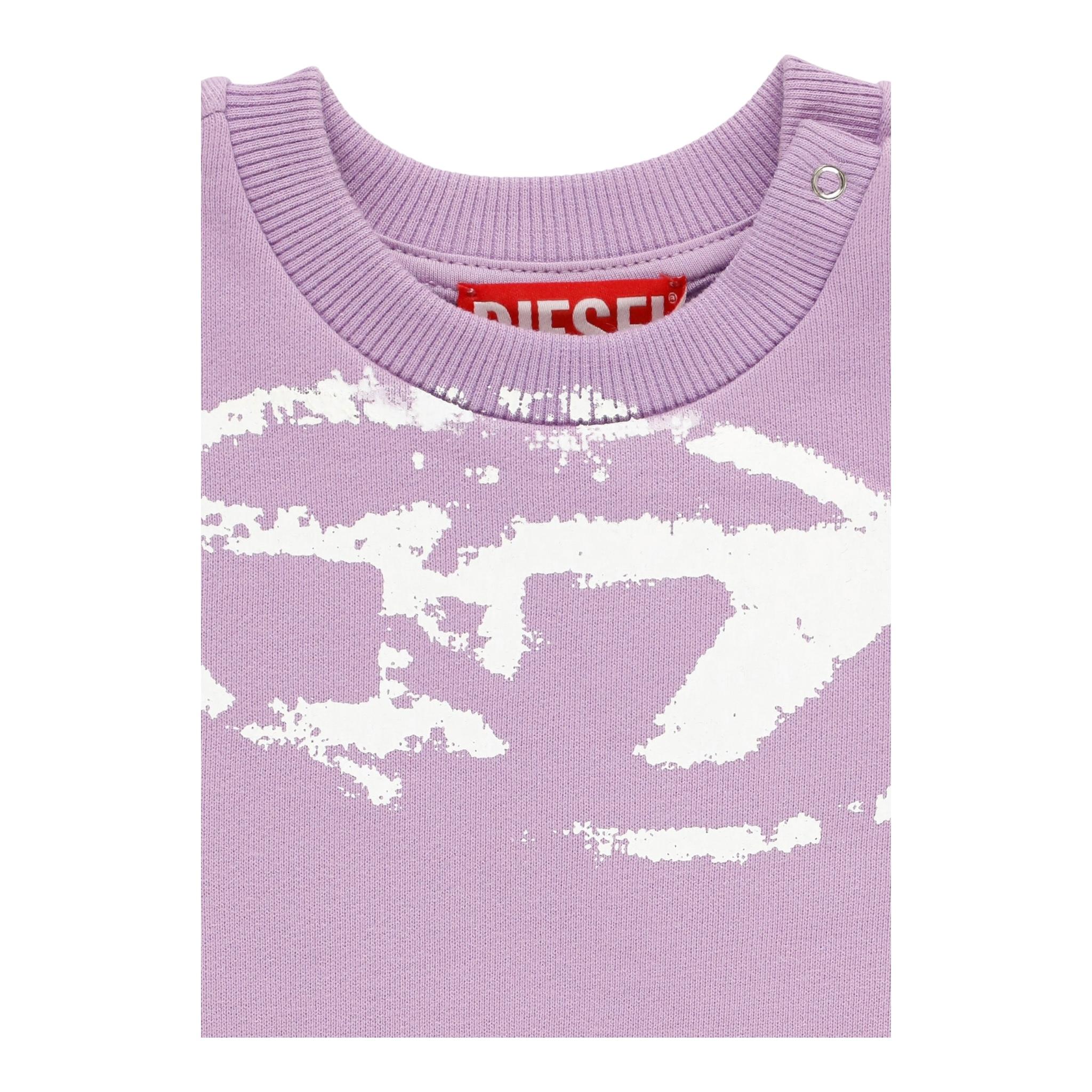 Diesel Felpa Chiusa Girocollo Tinta Unita con Stampa per Neonata K00631 LILLA DIESEL 