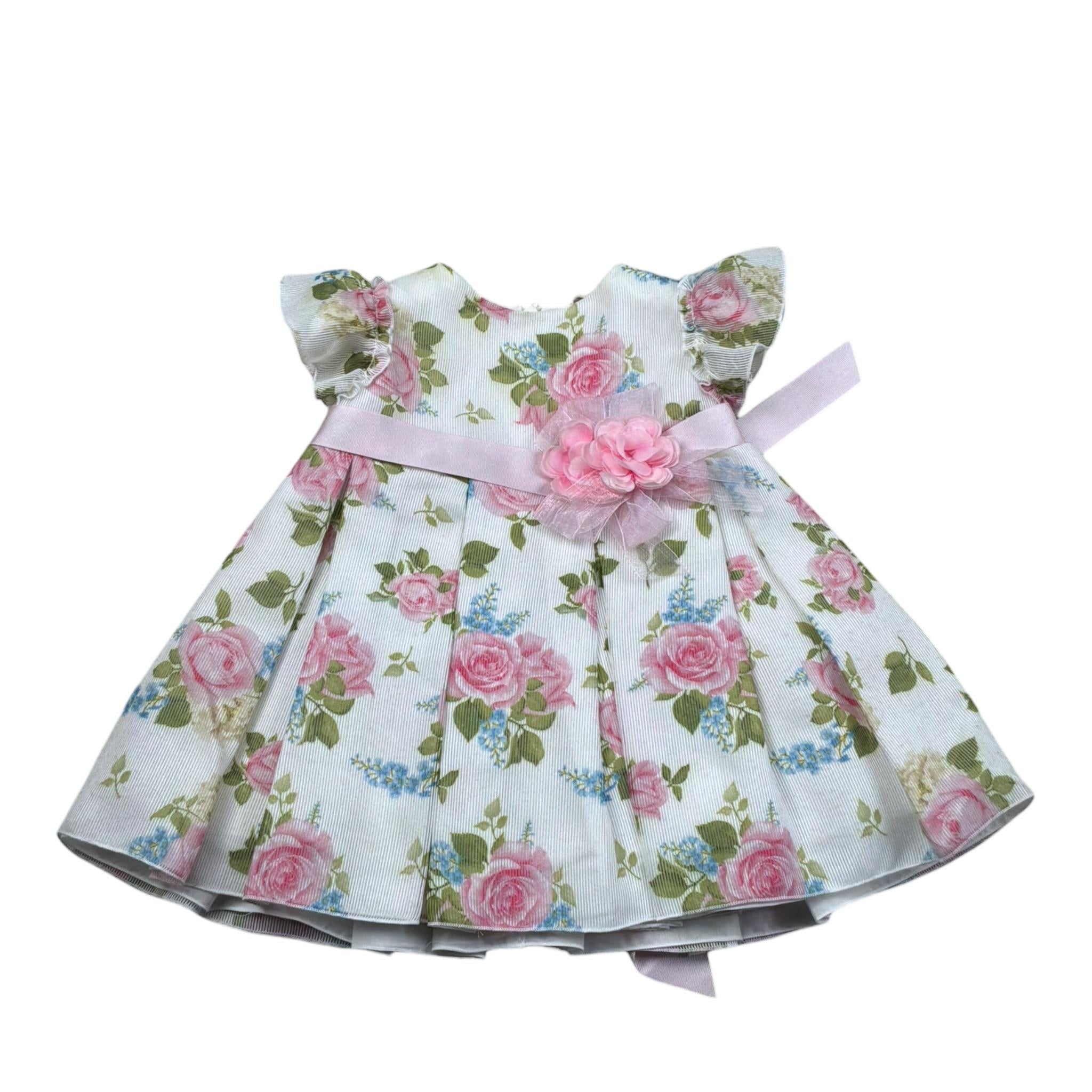 Aletta Abito Cerimonia Tinta Unita con Fantasia per Neonata HR23540 PANNA ALETTA 